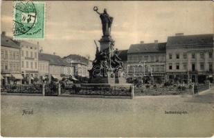 Arad, Szabadság tér és Mártírok szobor, szobafestő, Weigl Adolf és Társa és Schwarz testvérek üzlete / square, monuments, shops