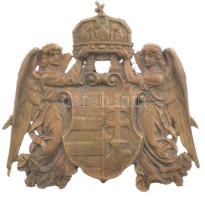 DN Angyalos magyar címert ábrázoló öntött bronz plakett (~120x115mm) T:2