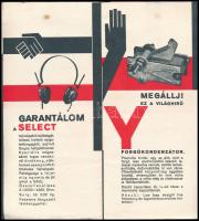 cca 1930 Telefongyár Rt., art deco kihajtható illusztrált reklám prospektus, Csemiczky Tihamér jelze...