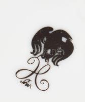 Hollóházi Szász Endre által tervezett mintával díszített porcelán váza, jelzett, matricás, mázhibáva...