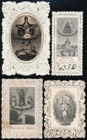 cca 1840-1900 Csipkés szentkép, 4 db, jó állapotban