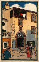 1913 Lovrana, St. Georgshaus. Oesterreichische Adria Ausstellung Wien Officielle Postkarte A 6. Kilophot GMBH / Austrian Adria Exhibition. Art Nouveau litho s: Kalmsteiner (EK)