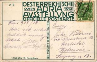 1913 Lovrana, St. Georgshaus. Oesterreichische Adria Ausstellung Wien Officielle Postkarte A 6. Kilo...