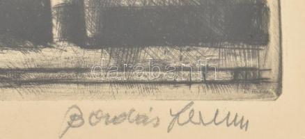 Bordás Ferenc (1911-1982): Mátyás templom, Budai vár. Rézkarc, papír, jelzett, üvegezett fakeretben,...