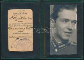 1944 Kolozsvári M. Kir. Ferenc József Tudományegyetem fényképes igazolványa