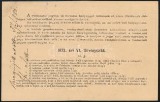 1879 Vadászati jegy Hódmezővásárhelyen kiállítva, Vajda Gyula főjegyző autográf aláírásával, 12 Ft é...