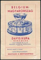 1949 Davis kupa teniszmérkőzés Belgium-Magyarország műsorfüzet, képekkel, reklámokkal, 19p