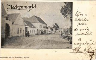 1899 (Vorläufer) Sopronnyék, Neckenmarkt; Fő utca. L. Kummert Nr. 133. / Hauptstrasse / main street (vágott / cut)