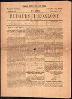 1919 Budapesti Közlöny 84. szám, 1919. aug. 15. (két héttel a Tanácsköztársaság bukása után), sérült, 8 p.