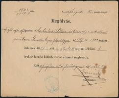 1887 Máramarossziget (Sighetu Marmatiei), a máramarosszigeti kir. járásbíróság meghívása az Asztalos Péter és társa elleni per ítélethirdetésére, aláírással, pecséttel