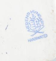 Herendi porcelán kutyáját etető juhász figura, kézzel festett, jelzett (Maugsch 1942), restaurált, m...