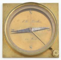 Iránytű XIX. sz. Carl Eduard Kraft, Bécs. Réz, fa, működik, 15x15 cm