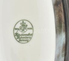 Hutschenreuter ezüstözött porcelán gyertyatartó. Jelzett, kopásokkal 17 cm