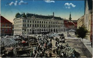 1918 Pozsony, Pressburg, Bratislava; posta, piac, villamos / post office, market, tram (EK)