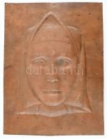 Juhász Pál (?-?): Apáca portré. Domborított rézlemez. Jelzett. 32,5x24,58 cm