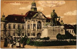 1918 Nagybecskerek, Zrenjanin, Veliki Beckerek; Megyeháza, Kiss Ernő aradi vértanú szobra (1919-ben felrobbantották), piac / county hall, statue (demolished in 1919), market (EK)