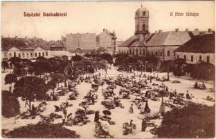 1909 Szabadka, Subotica; Fő tér, piac, városháza / main square, market, town hall (EB)