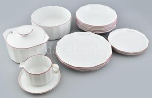 Rosenthal porcelán art deco hiányos étkészlet: leveses, salátás tál, szószos alátéttel, 6 db mély, 3 db lapos, 3 db kistányér. Kézzel festett, jelzett, hibátlan.