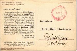 1936 Budapest II. Pasaréti Ferences Szent Antal templom homlokzata. Kiadja a Szentföld Magyarország ...