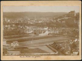 cca 1900 Segesvár, Schässburg, Sighisoara (Von der Steilau aus gesehen), látkép/panorama, vintage keményhátú fotó/photo, jelzés nélkül/unsigned, 13x18 cm