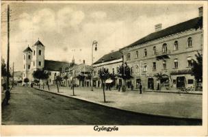 1926 Gyöngyös, Café Korzó kávéház, templom, üzletek (fl)