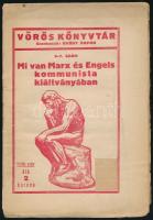 Bródy Árpád (szerk.): Mi van Marx és Engels kommunista kiáltványában? Vörös könyvtár 6.-7. szám. Bp., é.n. (1919), k.n. 32p. Kiadói papírkötés, kissé sérült gerinccel, felvágatlan példány.