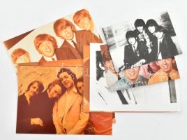 cca 1960-1970 A Beatles együttes tagjairól készült 7 db fotó (egyiken sokszorosított aláírásaikkal), korabeli nagyítások, 9,5x6,5 cm és 12,5x9 cm között