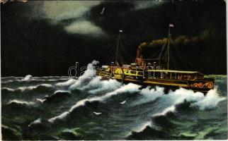 1925 Balaton, vihar a Balatonon, BAROSS gőzös, gőzhajó (b)
