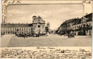 1904 Vác, Fő tér a templommal. Divald Károly 166. sz. (EK)