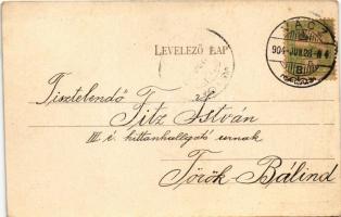 1904 Vác, Fő tér a templommal. Divald Károly 166. sz. (EK)