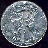 USA 1936. 1/2$ Ag "Walking" T:3 ph