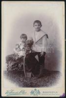 cca 1900 Gyerekek ,Hollenzer és Okos keményhátú kabinetfotó 11x17 cm