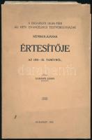 1942 Budapesti Deák téri ág. hitv. evangelikus testvéregyházak népiskolájának értesítője 20 p . + 3 egyéb okmány hozzá, közte MÁV
