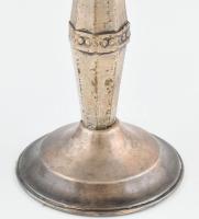 Talpas ezüstözött kínáló, hibátlan üvegbetéttel, kopott, m: 22,5 cm