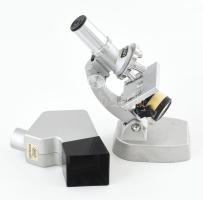 Ofotért (20x35x60x) nagyítású mikroszkóp, tükörrel, periszkóppal, világítással. 9,5x20 cm