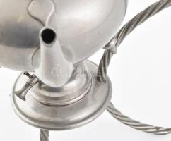 Jelzett fém szamovár állvánnyal. m: 43 cm