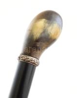Szaru nyelű bot, pálca ébenfa, fém gyűrűvel, markazitokkal ékítve, markazit hiányok. Szép állapot, h...