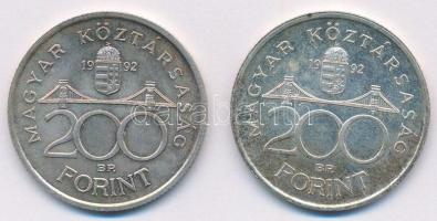1992. 200Ft Ag "MNB" (2x) T:1- patina Adamo F13