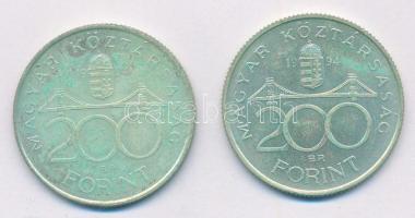 1994. 200Ft Ag "Deák" (2x) T:1-,2 patina Adamo F13.1