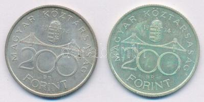 1994. 200Ft Ag "Deák" (2x) T:1-,2 patina Adamo F13.1