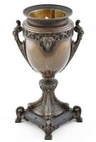 Ditmar Wien jelzett: petróleum lámpa test, kaspónak is használható, Bécs, historizáló, relief szerű motívumokkal, öntött, patinázott bronz, m: 36,5 cm