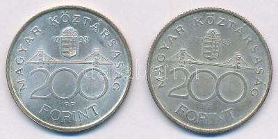 1993. 200Ft Ag "MNB" (2x) T:1-,2 patina Adamo F13