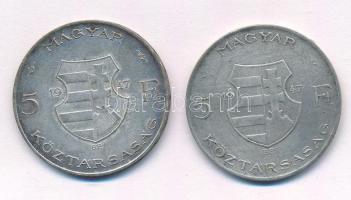 1947. 5Ft Ag "Kossuth" (2x) T:2-,3 patina Adamo F8.1