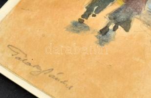 Olvashatatlan jelzéssel (Garay Nándor): Út. Akvarell, ceruza, papír. Üvegezett keretben. 13x10cm