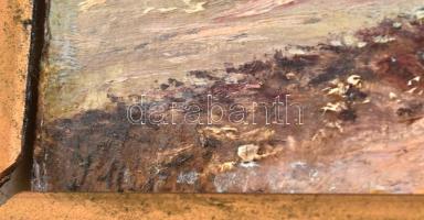 Guzsik Ödön (1902-1954): Folyópart. Olaj, karton. Jelzett, 15x19cm. Sérült keretben