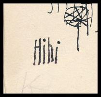 Hegedűs István (1932-2007): Kikötött kecske (karikatúra, cím nélkül). Tus, papír. Jelzett. Hegedűs I...