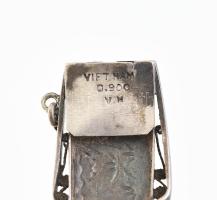 Ezüst(Ag) vietnámi karkötő, jelzett, biztonsági lánccal, h: 20 cm, bruttó: 28 g