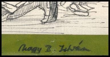 Nagy B. István (1933-2006): "Ne zavarjanak uraim" (karikatúra). Tus, papír. Jelezve jobbra...