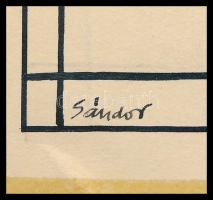 Sándor Károly (1915-1960), 2 db karikatúra: Szobrász műteremben és kiállításon. Tus, ceruza, karton....