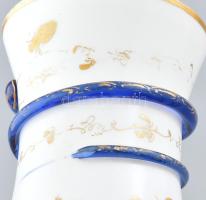 Biedermeier antik üveg pohár, ouroborosz / uroborosz (Örökkévalóság) motívummal. Kopással, lepattaná...